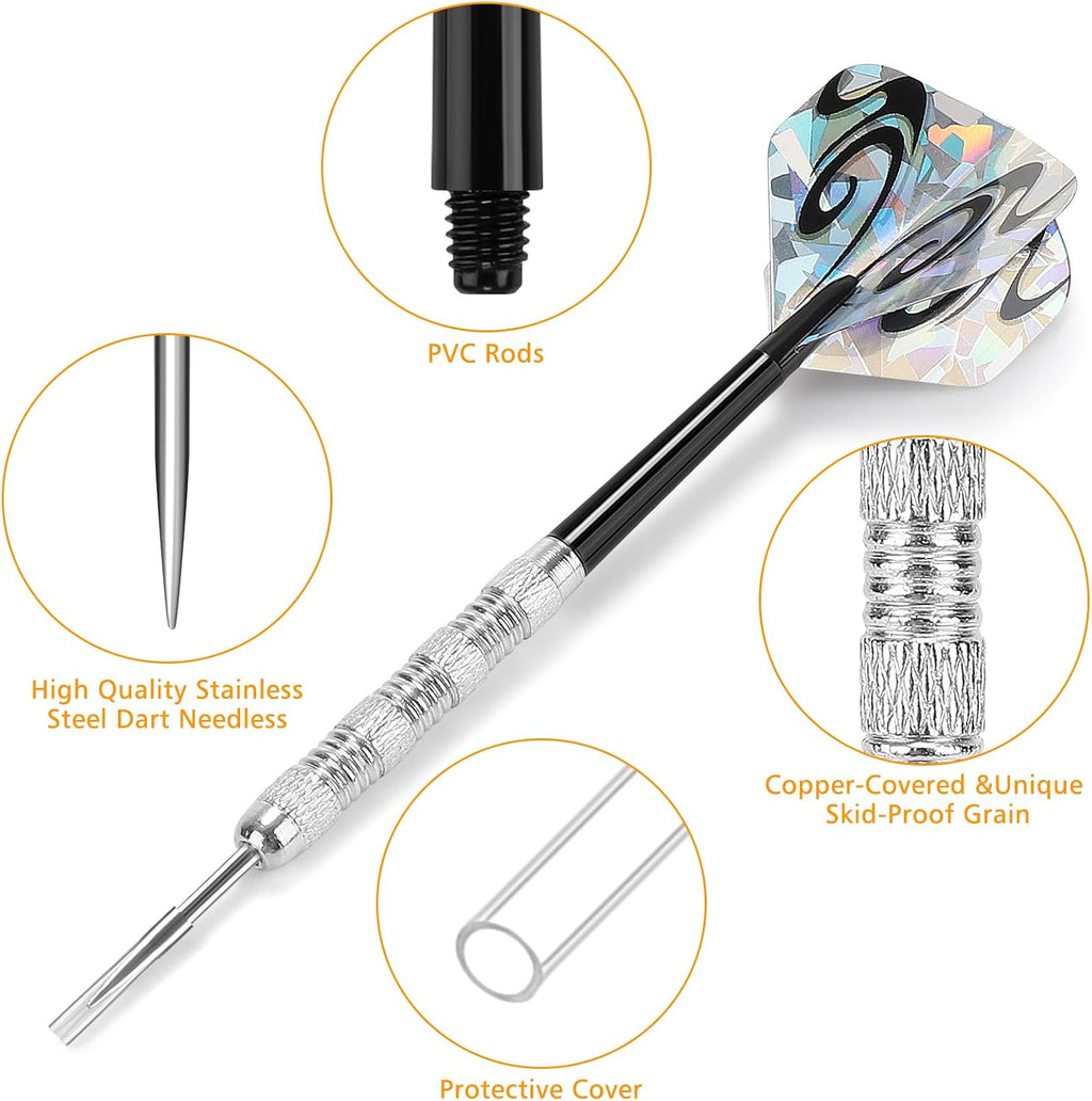 Metal Tip Darts, Steel Tip Darts, 14 Grams Professional Metal Darts, Darts Metal Tip Set, Metal Darts for Dartboard