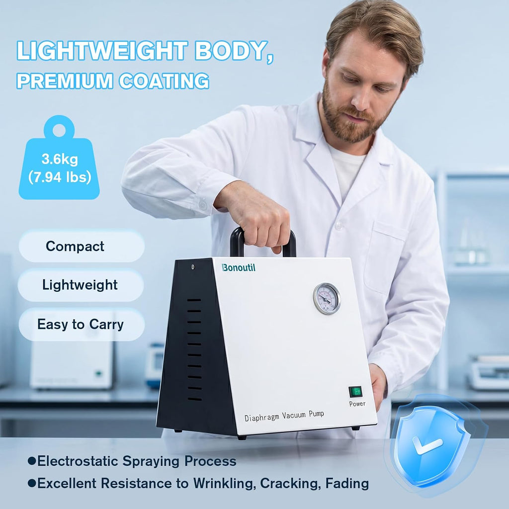 20L/min Oilless Diaphragm Vacuum Pump Oil-Free Lab Vacuum Pump