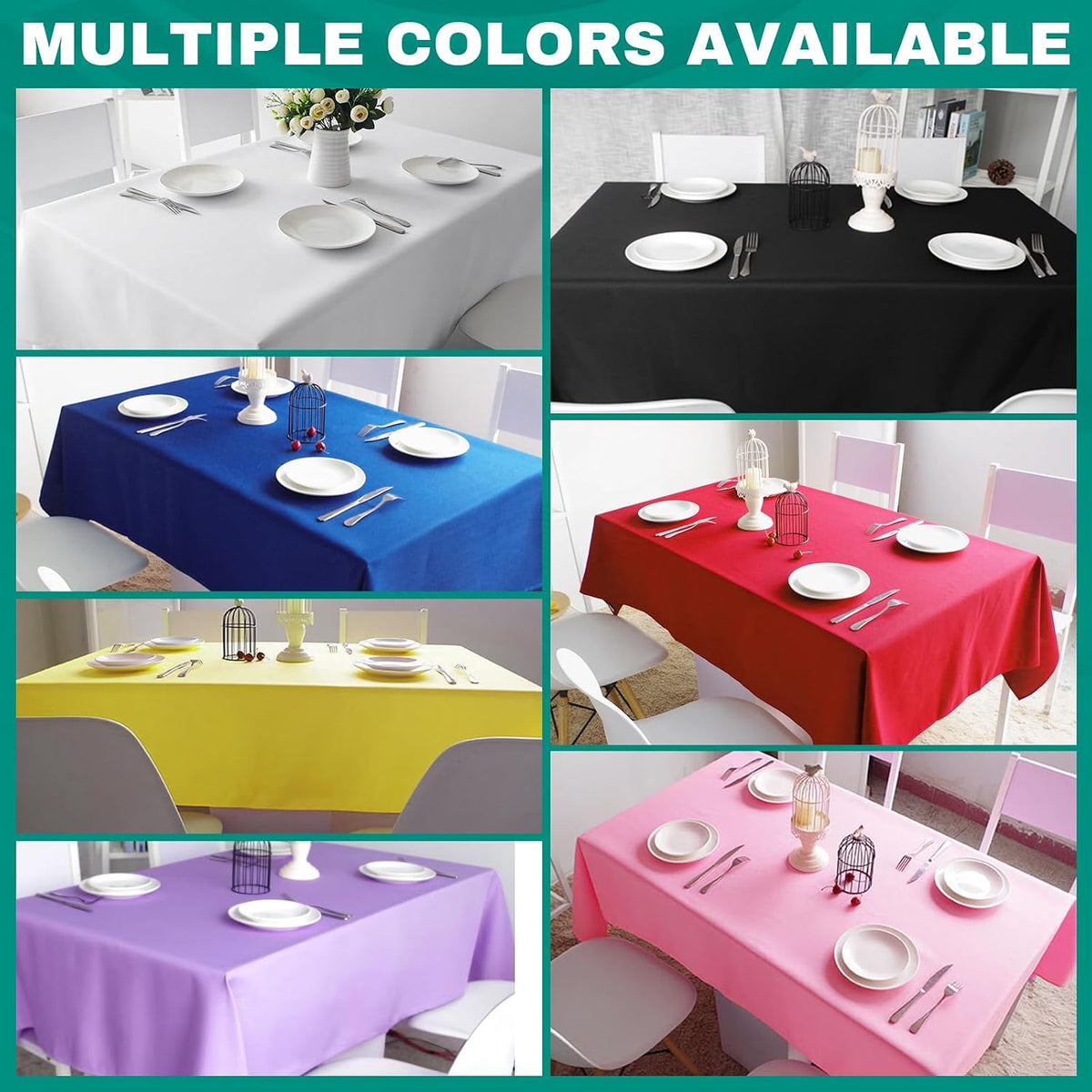 50 Pack White Plastic Tablecloth, Plastic Table Cloths Disposable