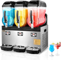 Commercial Slushy Machine, 12Lx3 Triple Tank Margarita Machine, 144 Cups Stainless Steel Margarita Smoothie Frozen
