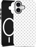 Magnetic Polka Dot Case for iPhone 16 Plus,White | Compatible with MagSafe, Cute Aesthetic Polka Dots Design, TPU and