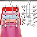 Pants Hangers with Clips,Space Saving Hanging Closet Organizer-6 Tiers Skirt Hangers with 360° Swivel Hook,Closet