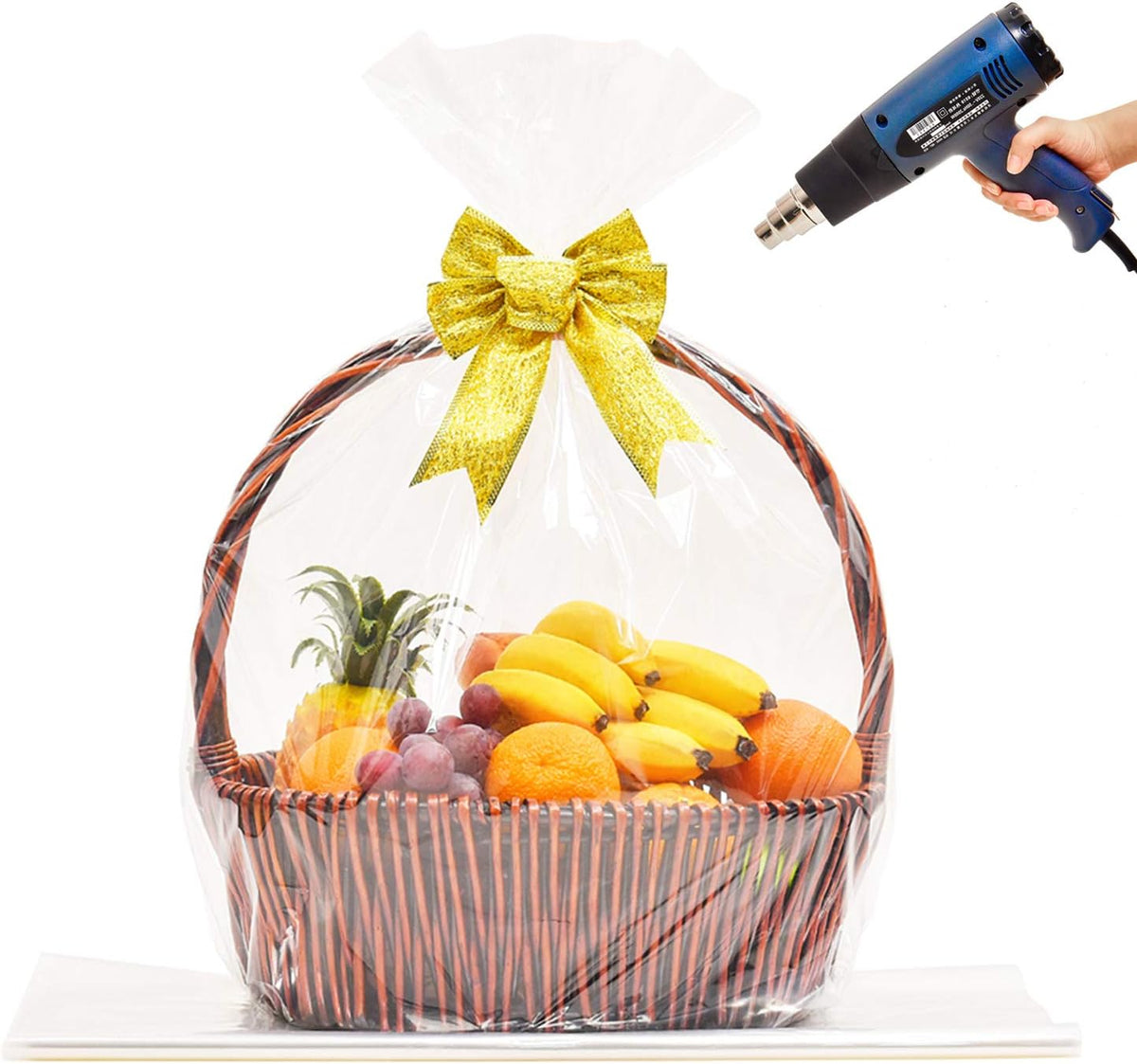 Large Shrink Wrap Bags for Gift Baskets, 32x40 Inch, 5 Pcs