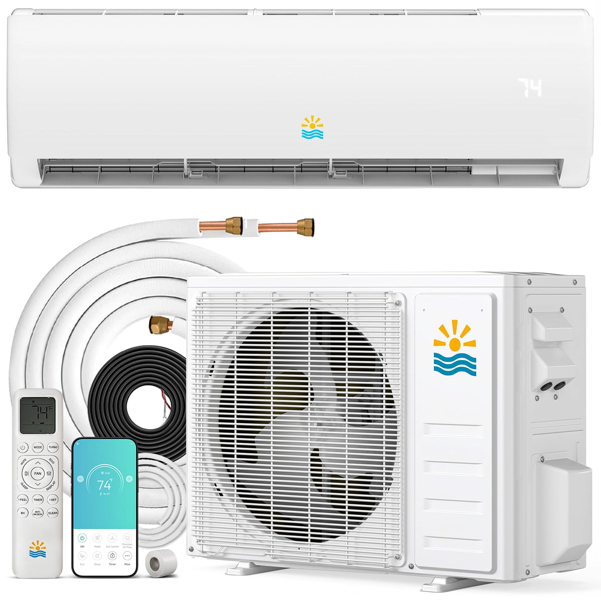 Mini Split AC/Heating System 12000 BTU Heat Pump, 20 SEER2 115V
