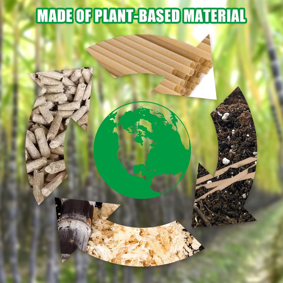 Sugarcane Straws, 200PCS Drink Straws Disposable for Hot Cold Drinks