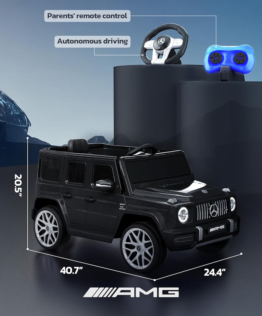 Licensed Mercedes-Benz AMG G63 Ride on Toys,12V Ride on Car with Remote Control,Rechargeable Battery,Flickering