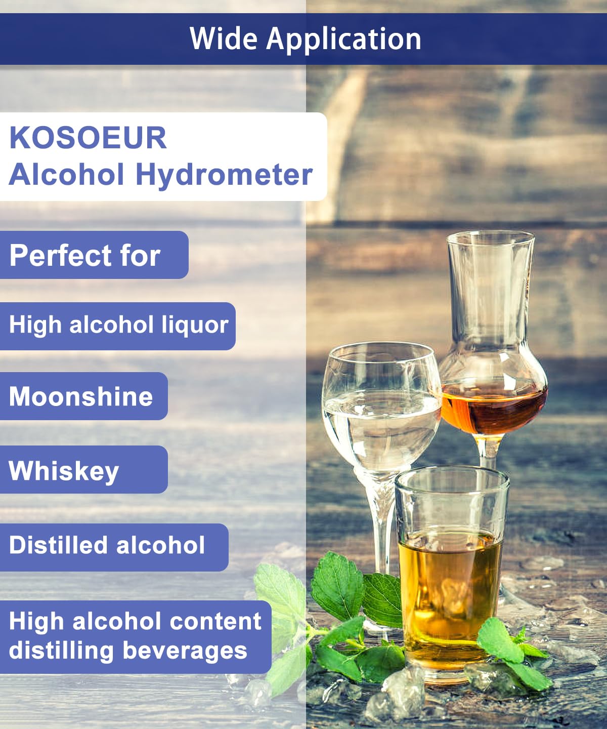 Hydrometer Alcohol Meter Kit, Hydrometer Alcohol 0-200 Proof and Tralle, Alcohol Tester for Liquor, Alcohol