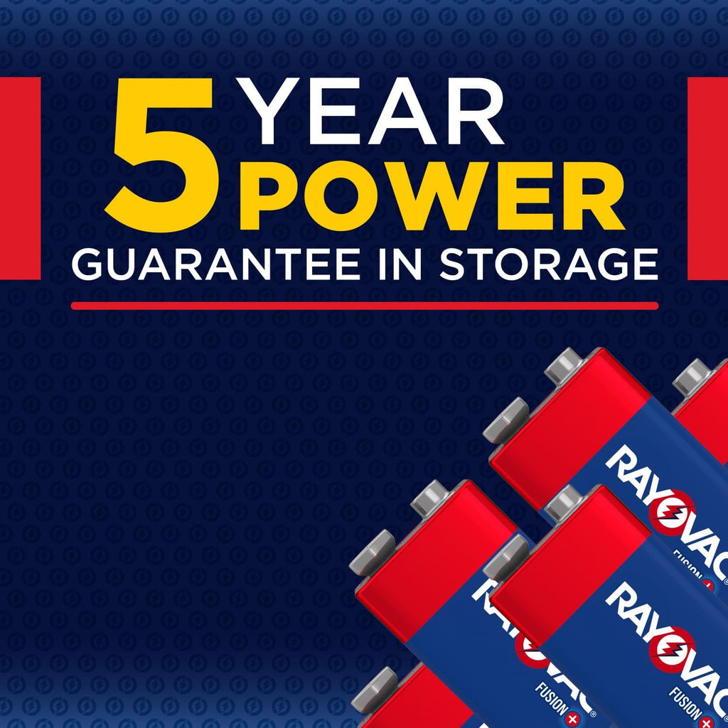 Fusion 9V Batteries (2 Pack), Alkaline 9 Volt Batteries