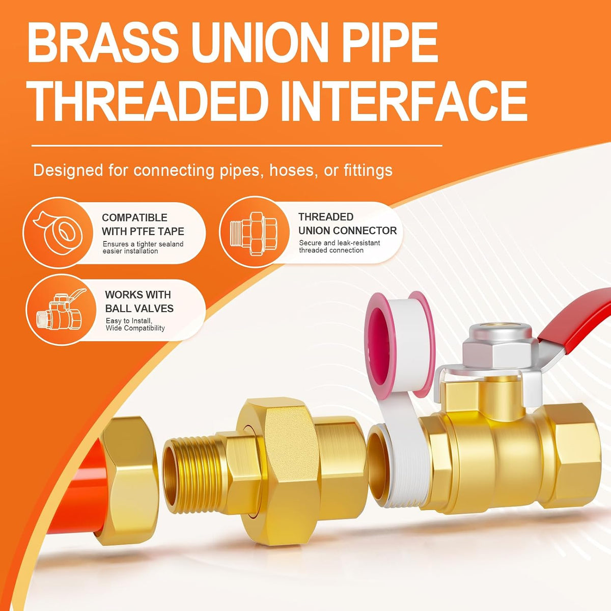 GASHER 3/8" NPT (F x M) Brass Union Pipe Fitting
