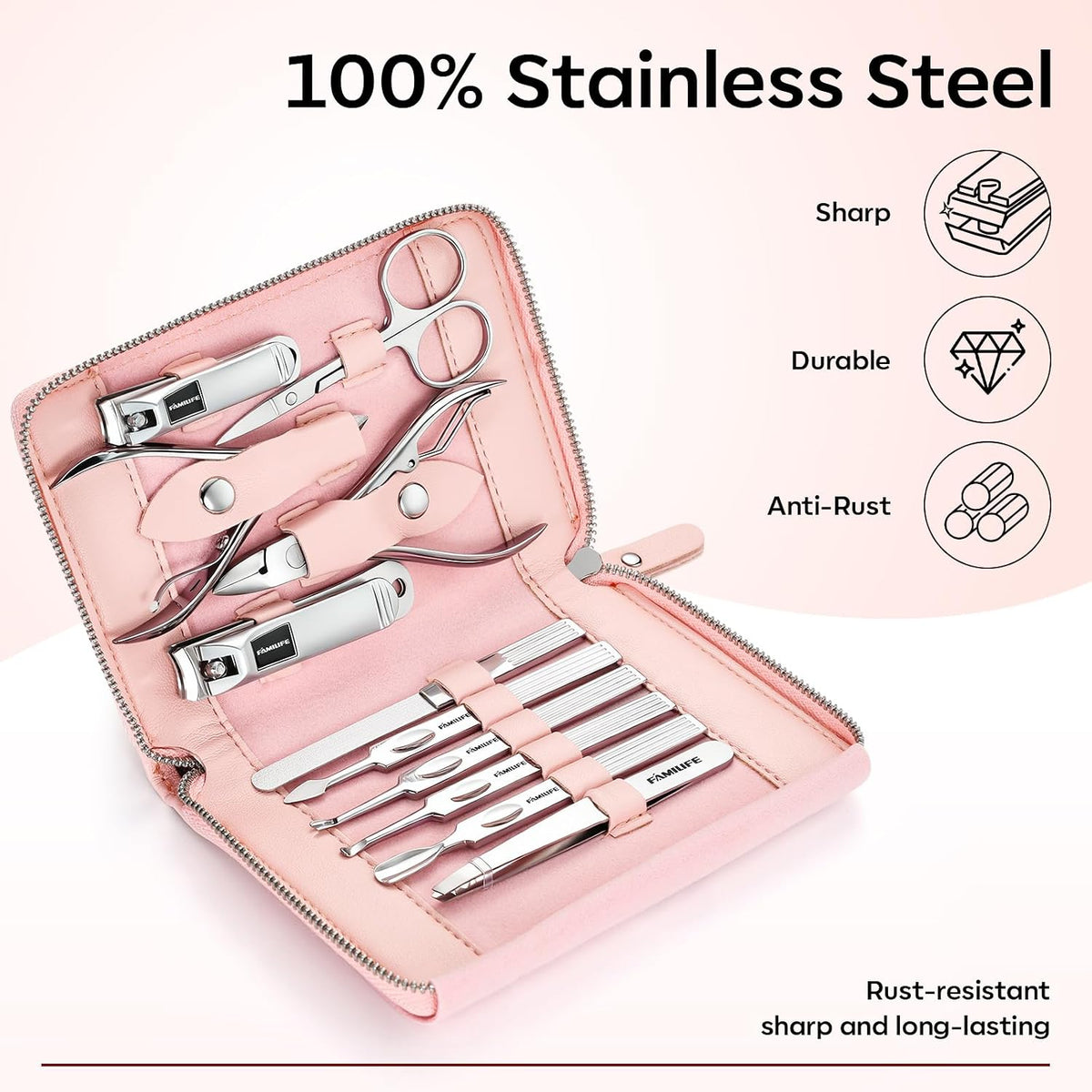 Stainless Steel Manicure Set 11-in-1 Professional Nail Clipper Kit