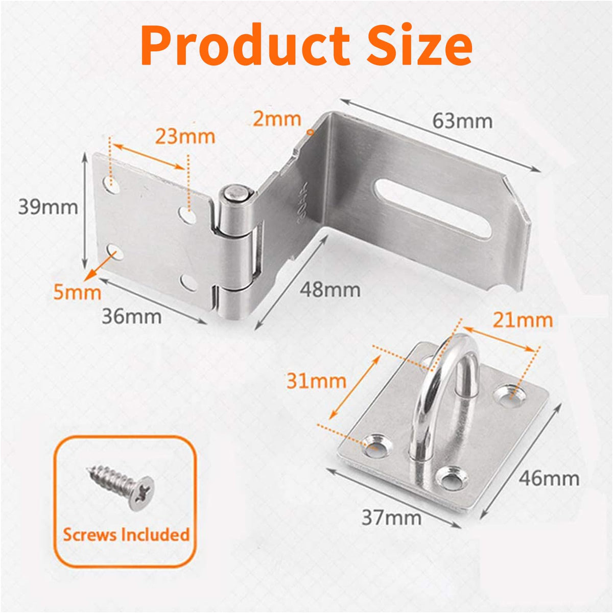 4 Inch Door Hasp Latch 90 Degree, Extra Thick Locking Latch Lock