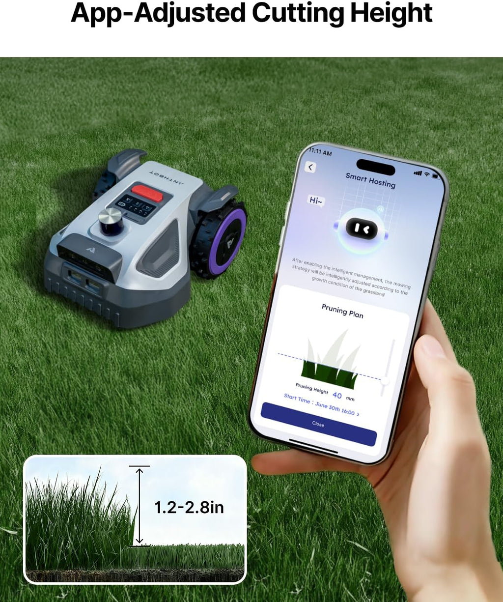 M5 Lidar Robot Lawn Mower, 360°LiDAR+Vision Perimeter Wire Free 1/8 Acre, Vision Obstacle Avoidance Robotic Lawnmower