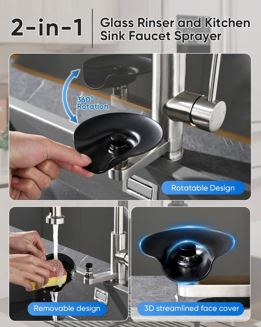 Pull Down Kitchen Faucet with Cup Washer Brushed Nickel