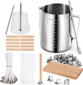 Candle Making Pouring Pot, Stainless Steel Wax Melting Pot with Candle Wicks, Wick Stickers & Holder for Scented