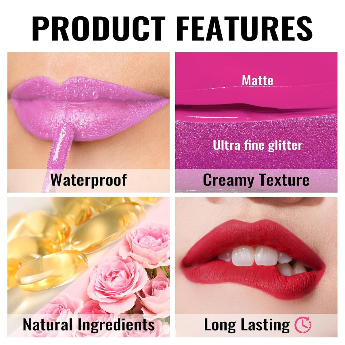 Matte Liquid Pink Lipstick for Women, Pink Nude Long Lasting Lipstick, Waterproof Lip Stain, No Transfer, Creamy High