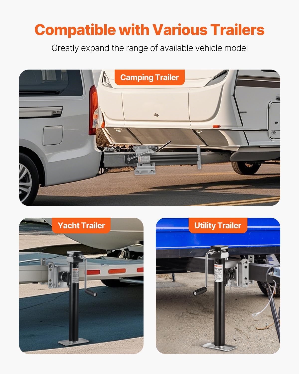 5000 lbs Dynamic Load Capacity, Heavy Duty Swivel Bolt-on Trailer Jack, 14.3" Lift Trailer Jack Stand with Handle for
