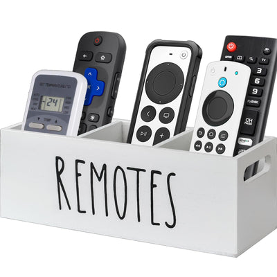 Remote Control Holder for Table, Wooden TV Remote Holder, Remote Storage Box Organizer, Remote Caddy for Bedside