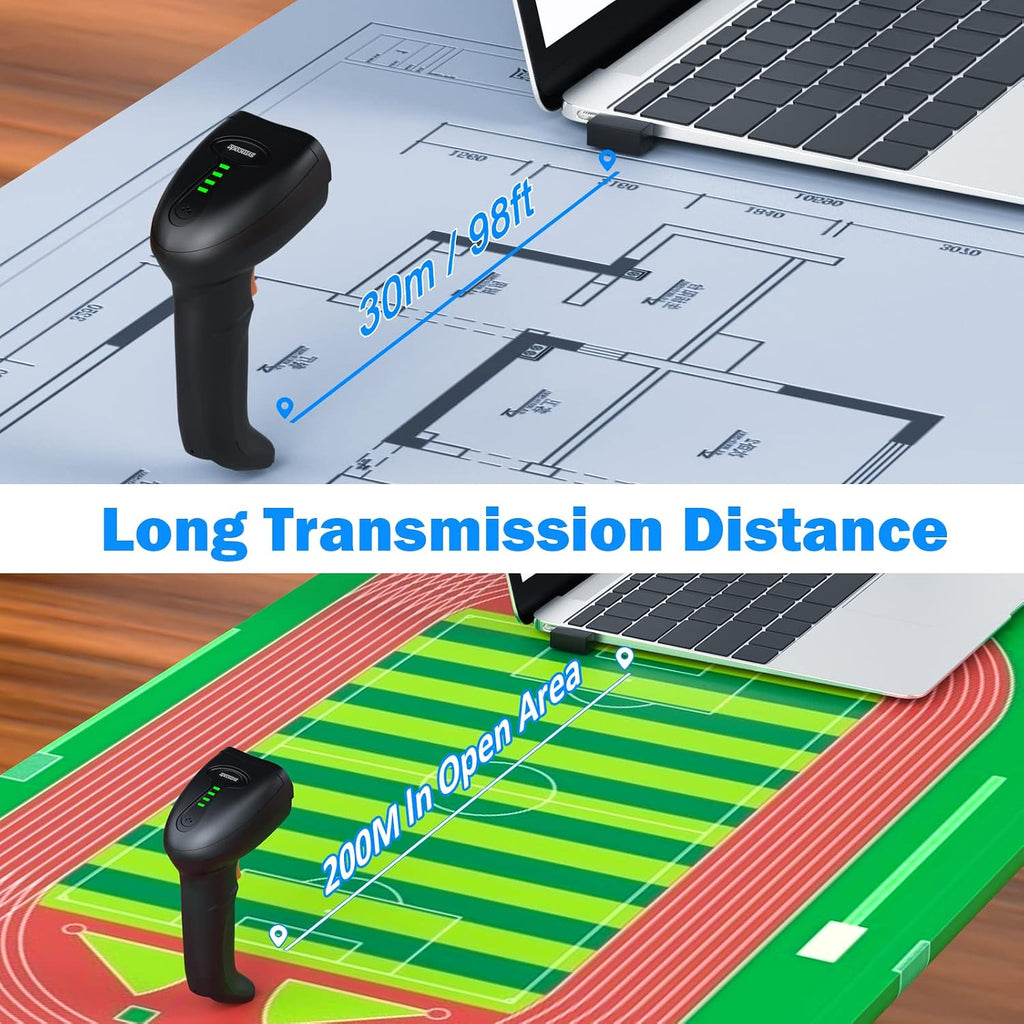 Bluetooth Wireless Barcode Scanner with Auto-Sensing Stand,Putting on Stand to Scan Automatically Sense Scanning 2D