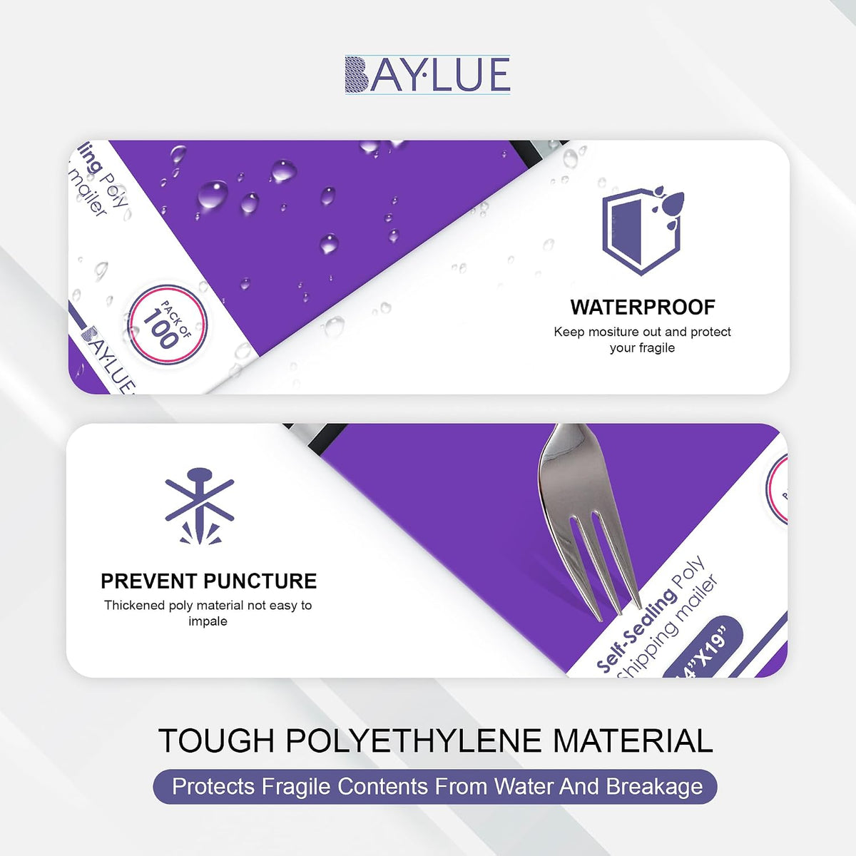 Purple Poly Mailers 14.5x19, Shipping & Mailing Bags, 500 Pack Bulk