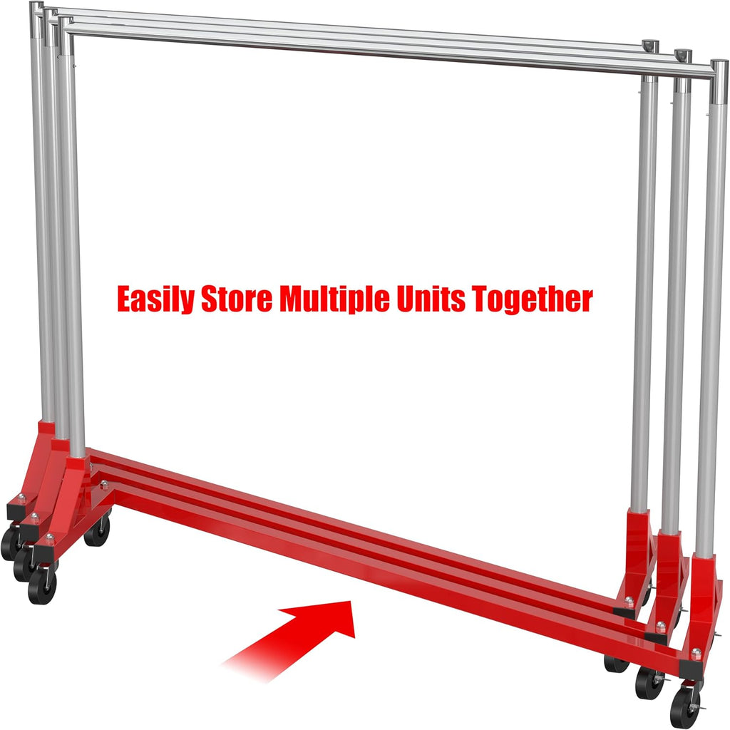 Industrial Grade Z-Base Garment Rack, 63" W/500Lb, Red