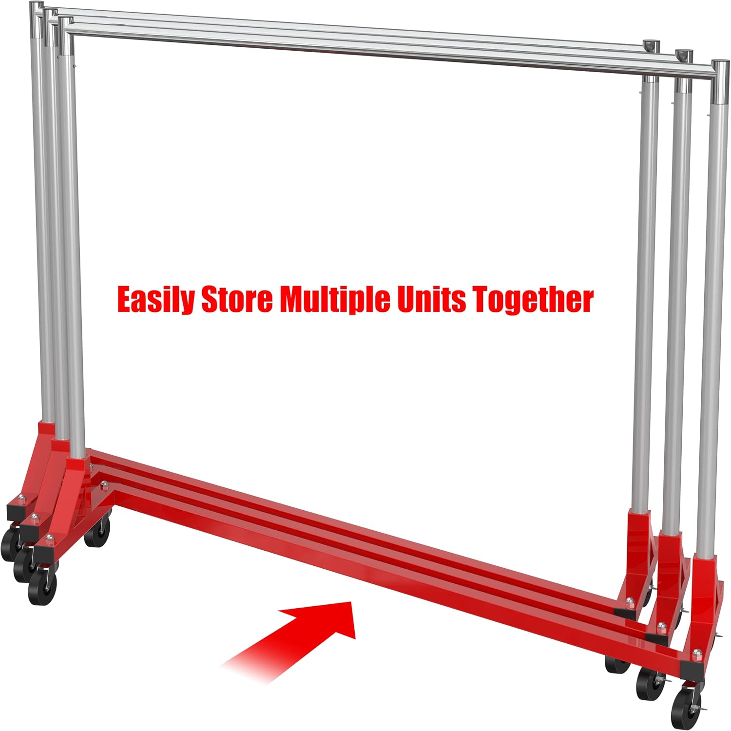 Industrial Grade Z-Base Garment Rack, 63" W/500Lb, Red