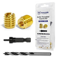 Threaded Inserts for Wood, Installation Kit, Brass, Includes #8-32 Knife Thread Inserts (15pcs), Drill, Installation Tool