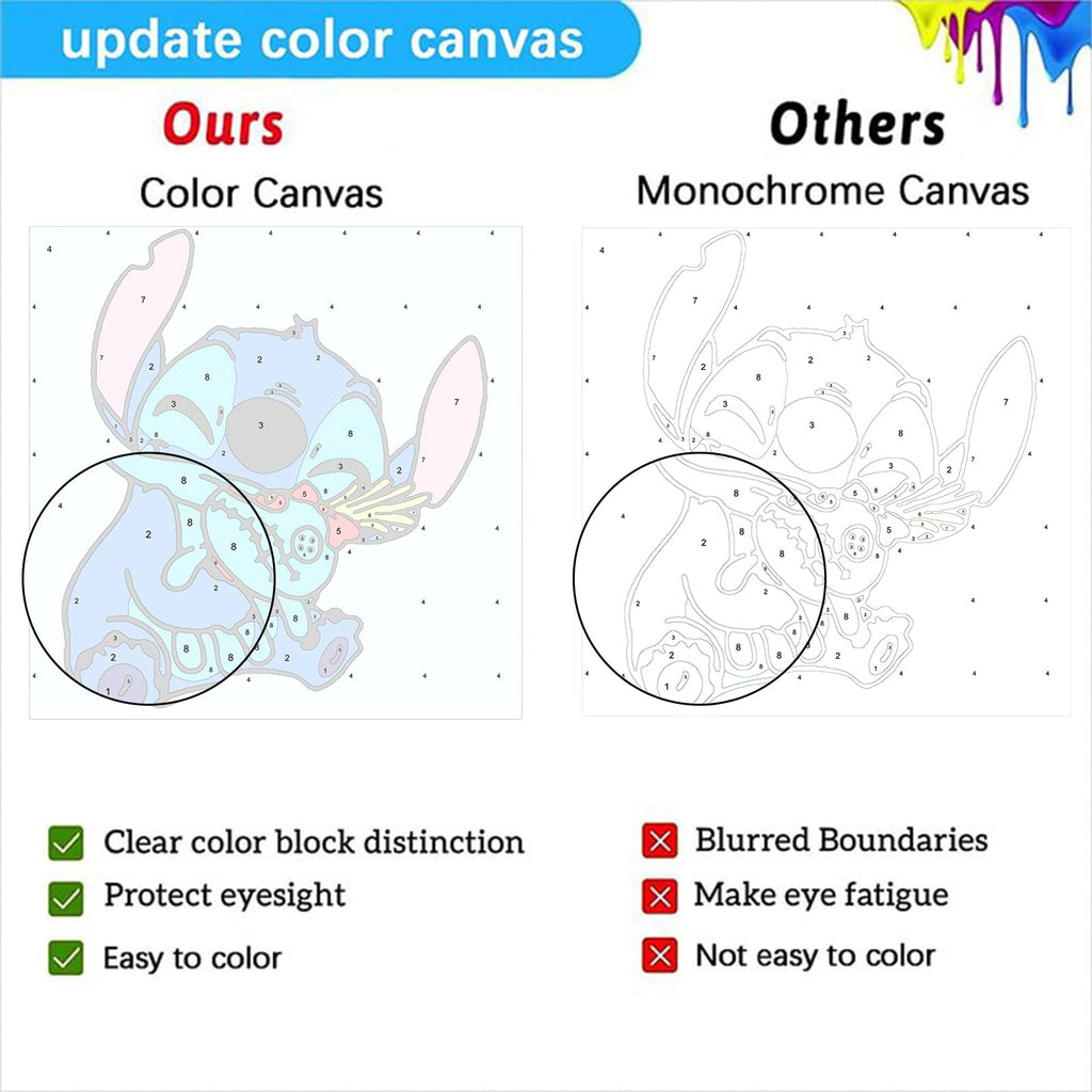 4 Pack Cartoon Paint by Number for Kids with Wooden Frame
