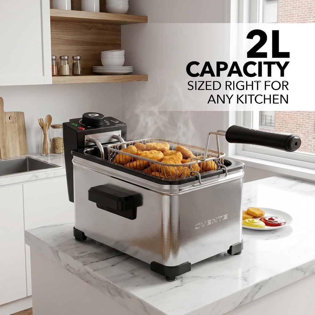 Electric Deep Fryer, 2L Capacity, 1500W, Silver FDM2201BR