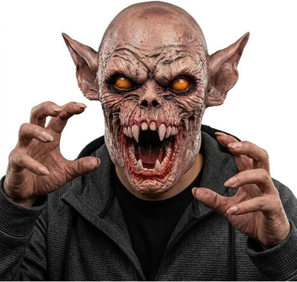 Scary Vampire Creature Mask Realistic Mutant Ghoul Headwear Horror Demon Face Cover Halloween Monster Costume Prop