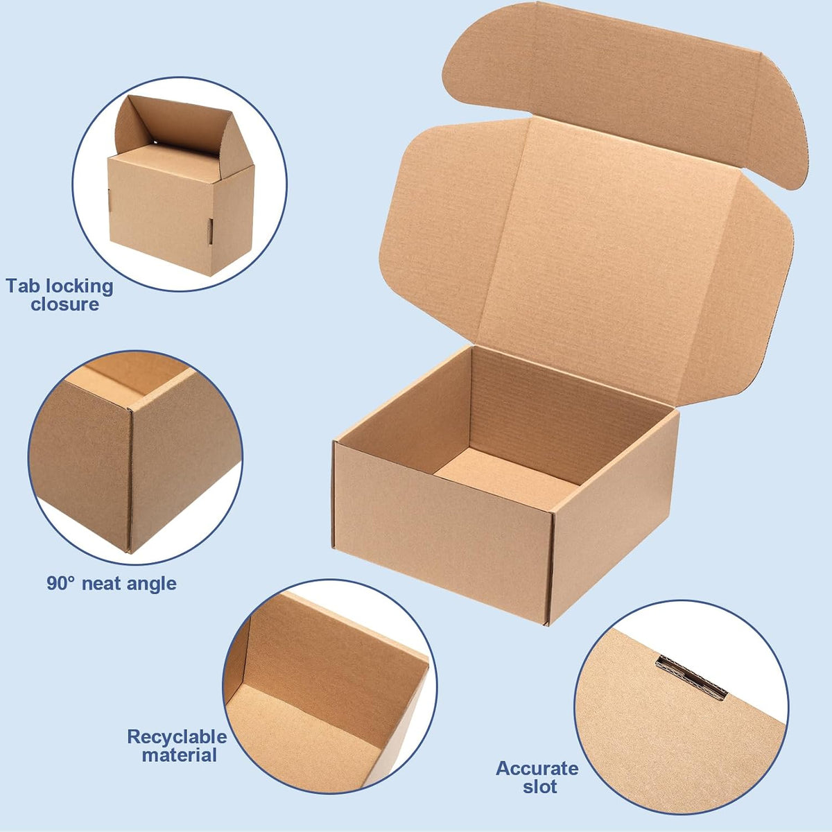 8x8x4" Shipping Boxes 25 Pack Corrugated Cardboard Brown Box