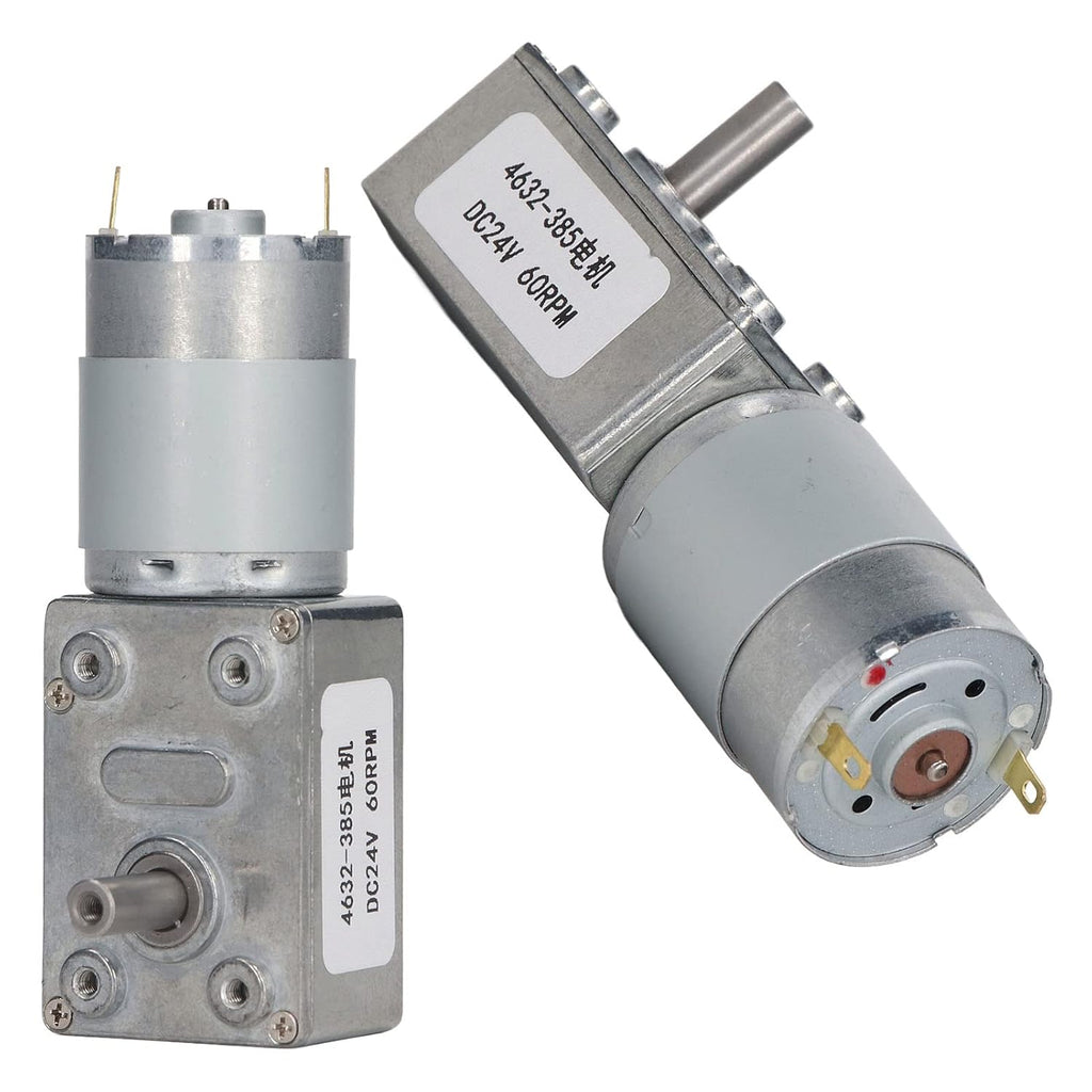 60 RPM 24V DC Rectangular DC Gear with Self Locking Function - Perpendicular Output Shaft Speed Reduction Geared Motor Made of Aluminum and Brass for Window Openers
