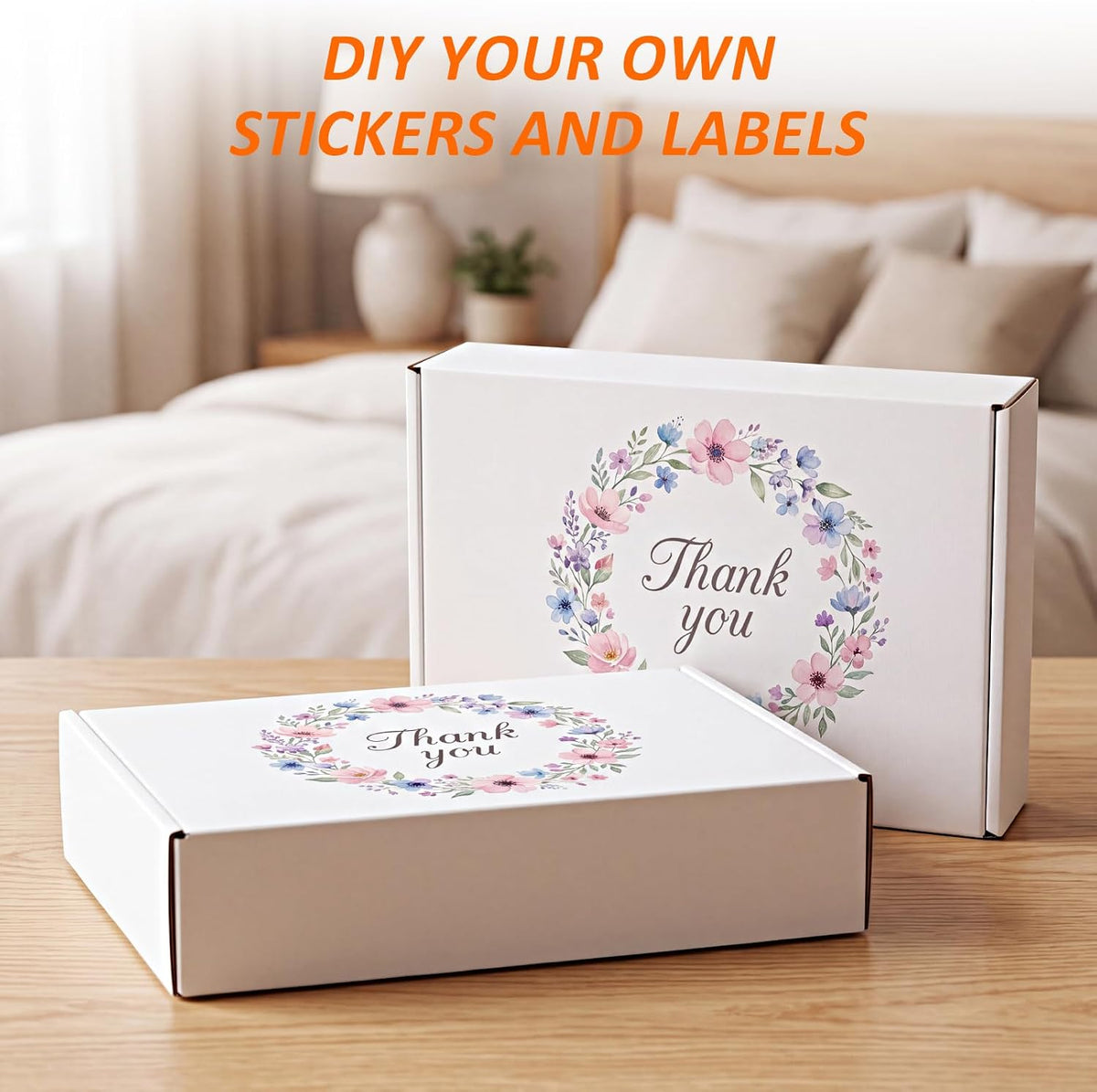 9x6x2 Shipping Boxes Set of 60, White Corrugated Cardboard Mailer Box for Packing Small Business