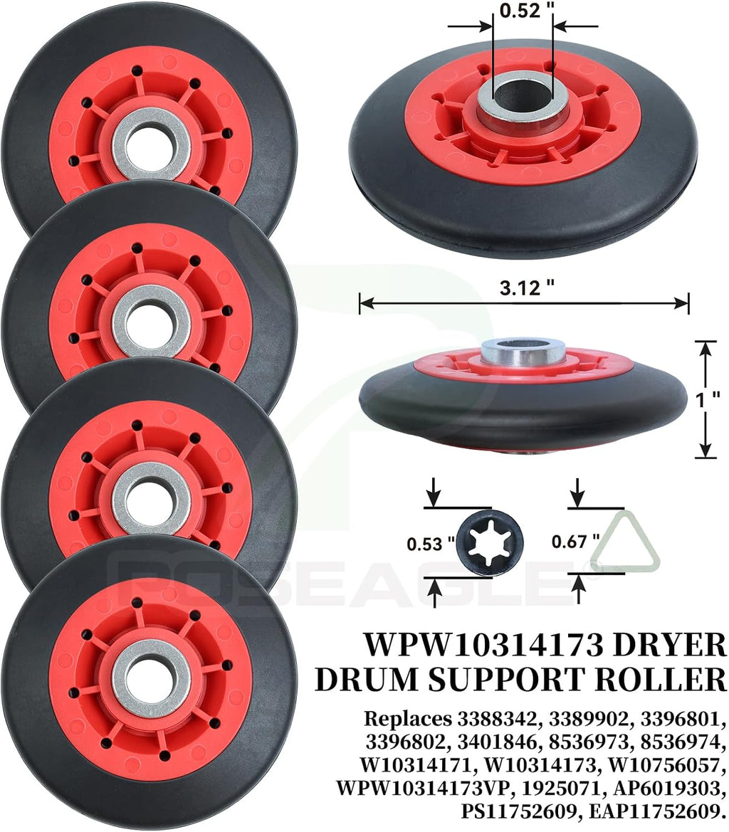 [Upgraded] 4392067 Dryer Repair Kit for Whirlpool Maytag Dryers | with WPW10314173 Drum Roller 279640 Dryer Idler