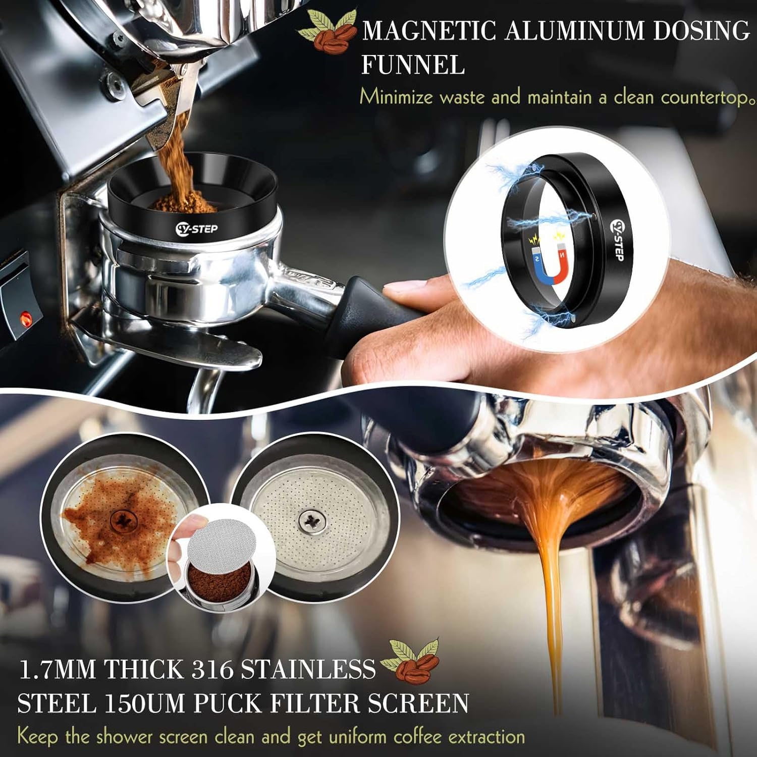 8 Pcs Espresso Accessories Kit, 51mm Espresso Tamper Kit Espresso Tools Barista Kit & Espresso Tamping Station, with