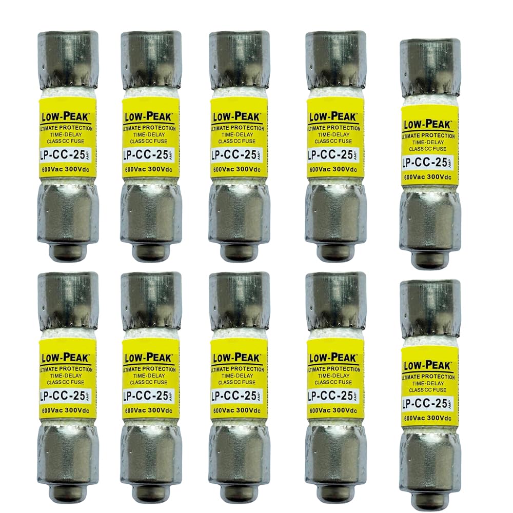 10-Pack New LP-CC-25 LP-CC-25A LP-CC 25A 600Vac Time Delay Fuse,LP-CC-25A Current Limiting Class CC Rejection Cartridge Fuses