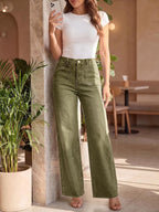 Womens Wide Leg High Waisted Jeans Stretchy Straight Denim Pants