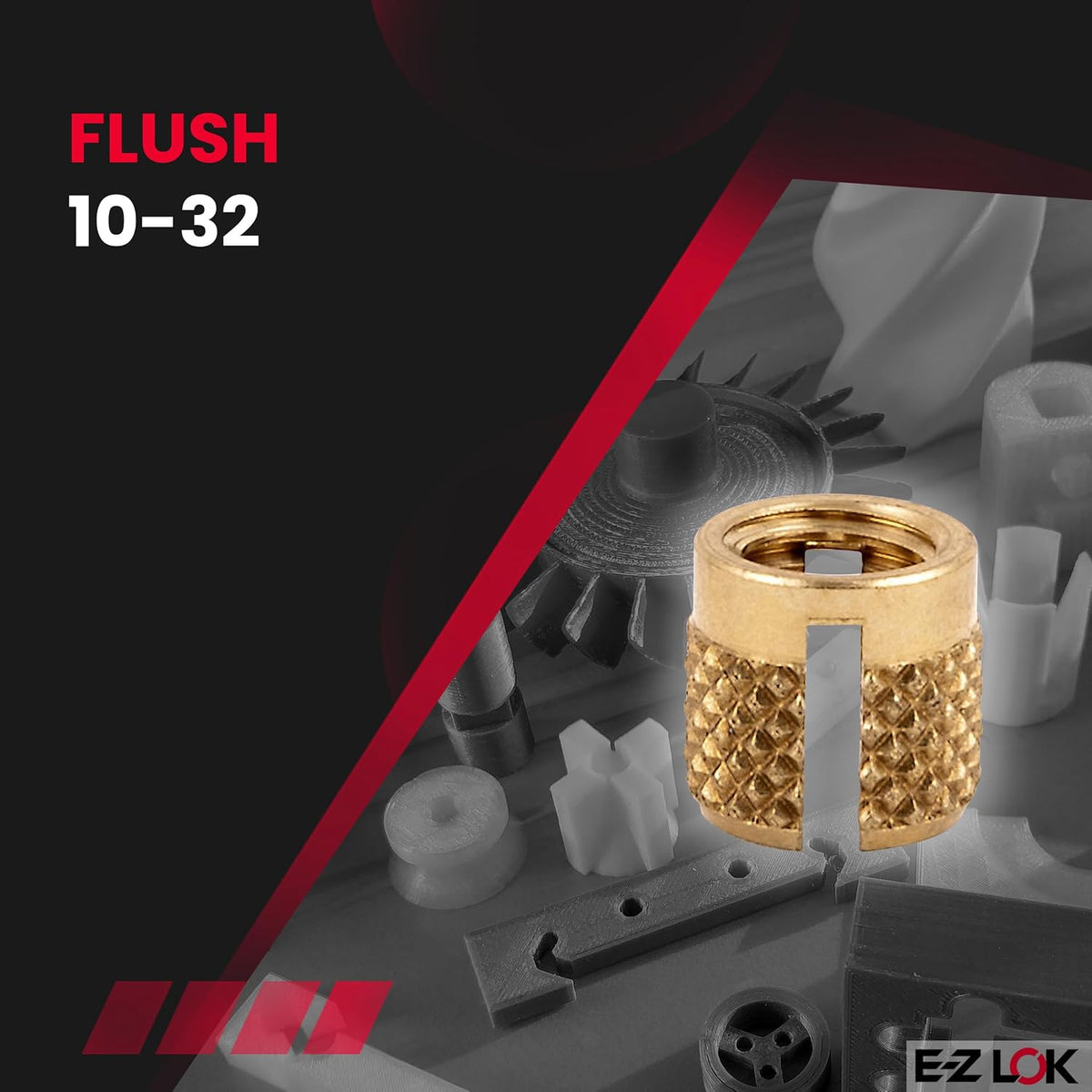 E-Z LOK Plastic Thread Insert, Flush, 10-32, 25 ct