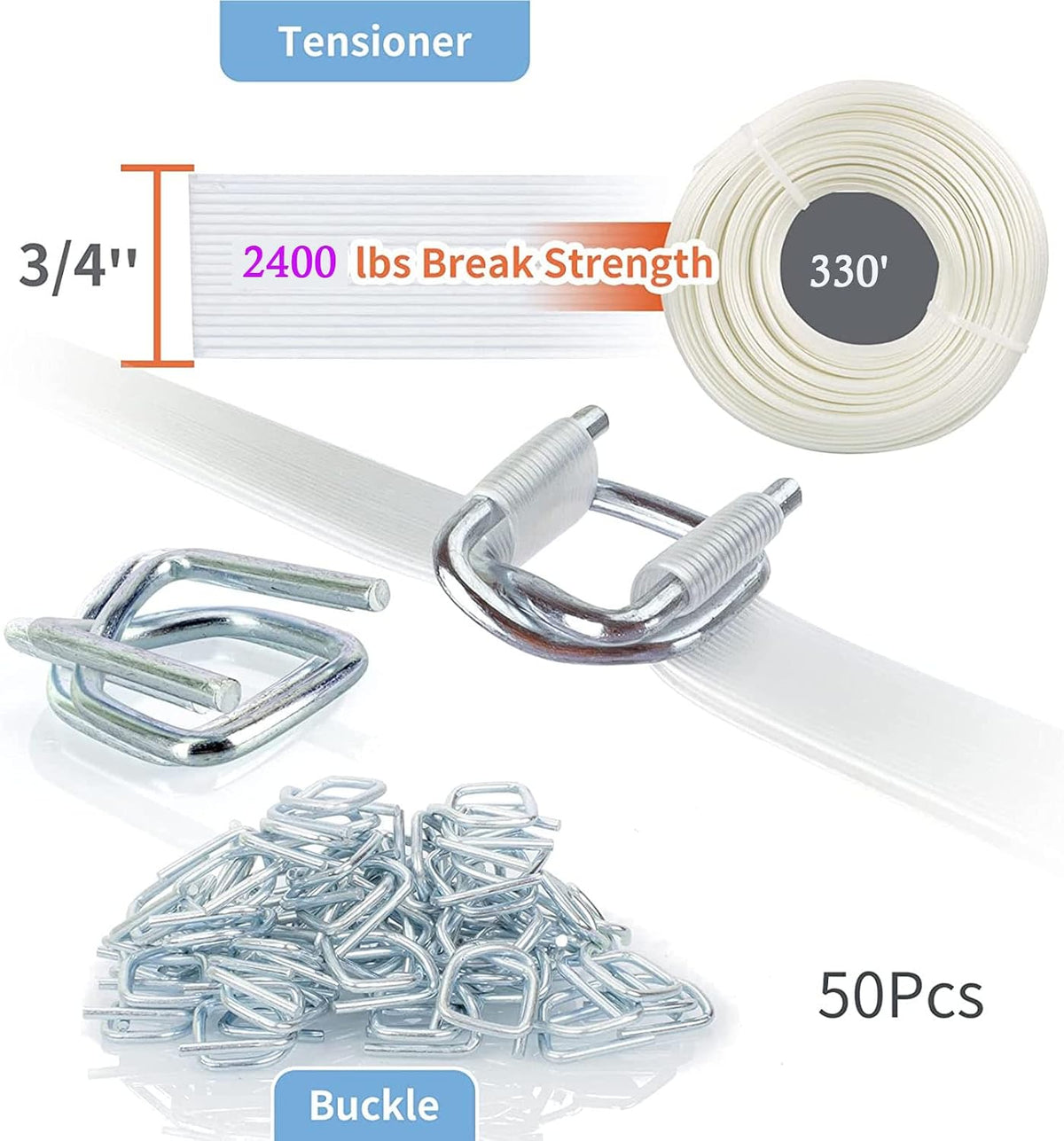 Composite Polyester Cord Strapping Kit, 3/4" x 330' Composite Polyester