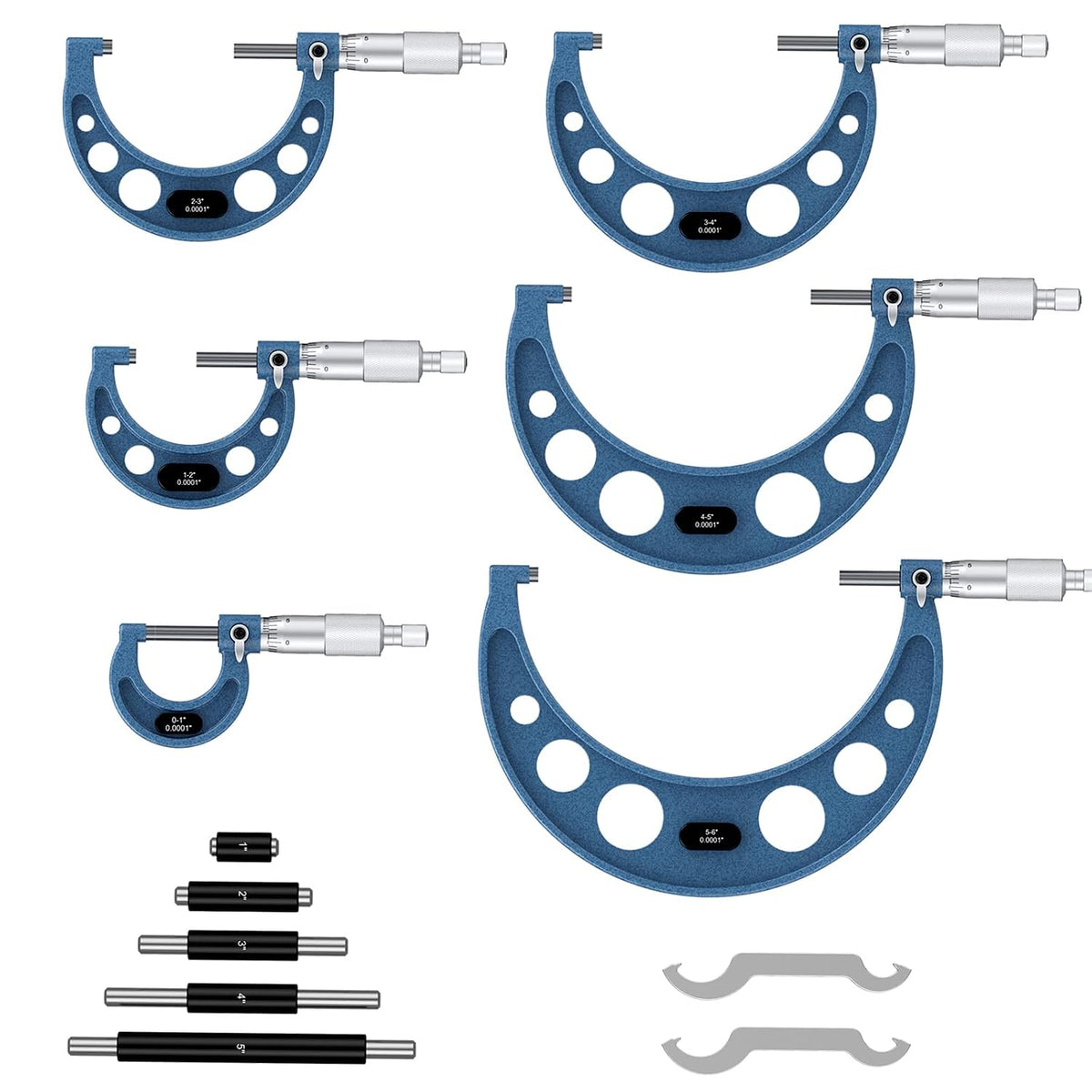 HDLNKAK Outside Micrometer 0-6", 0.0001" Graduation Micrometer Set