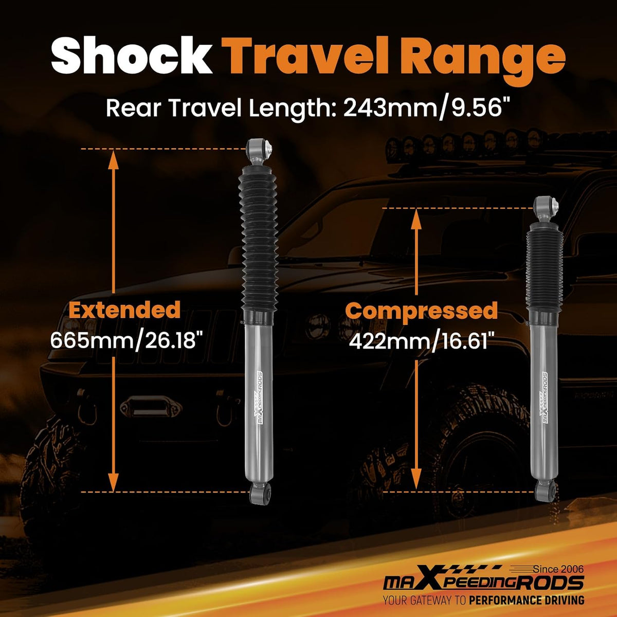 maXpeedingrods 3-4" Rear Shocks for Jeep Grand Cherokee WJ 1999-2004