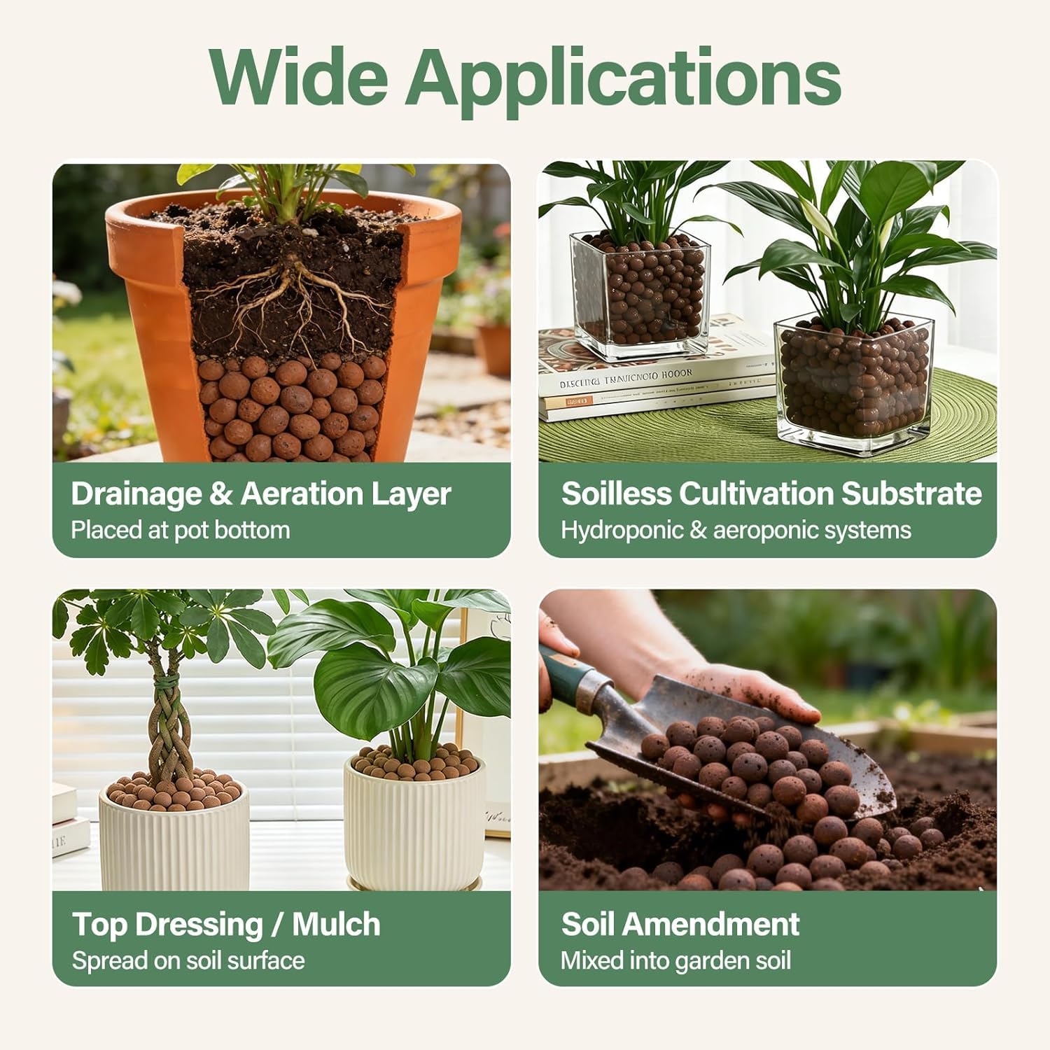 10LB Leca Clay Pebbles for Plants, 4-16mm Hydro Balls for Drainage | Reusable Expanded Clay Pebbles, Natural Clay for