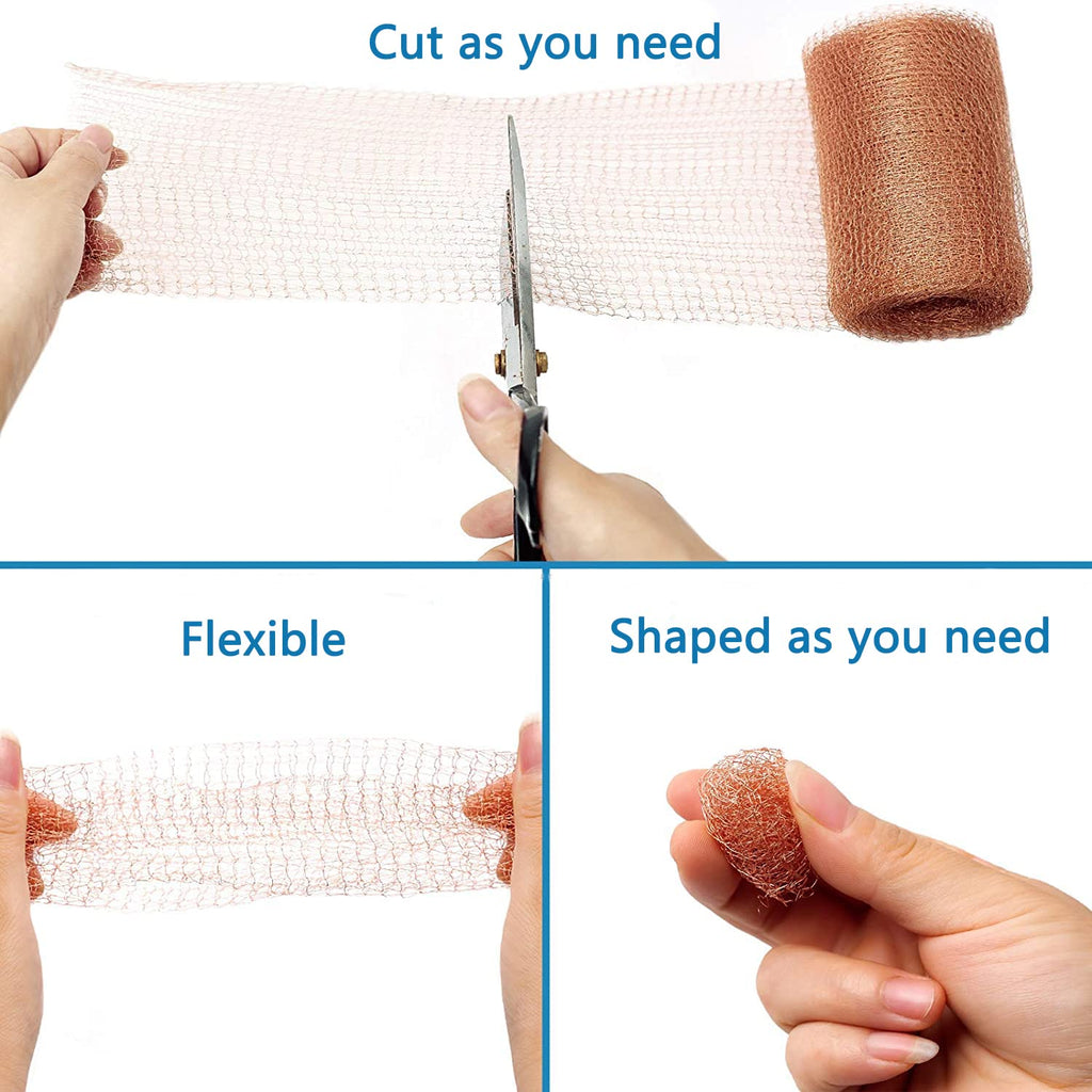 Copper Mesh - 5 Inches x 30 ft, 100% Pure Copper, Durable Fill Fabric for Hole Blocking, Flexible and Strechy