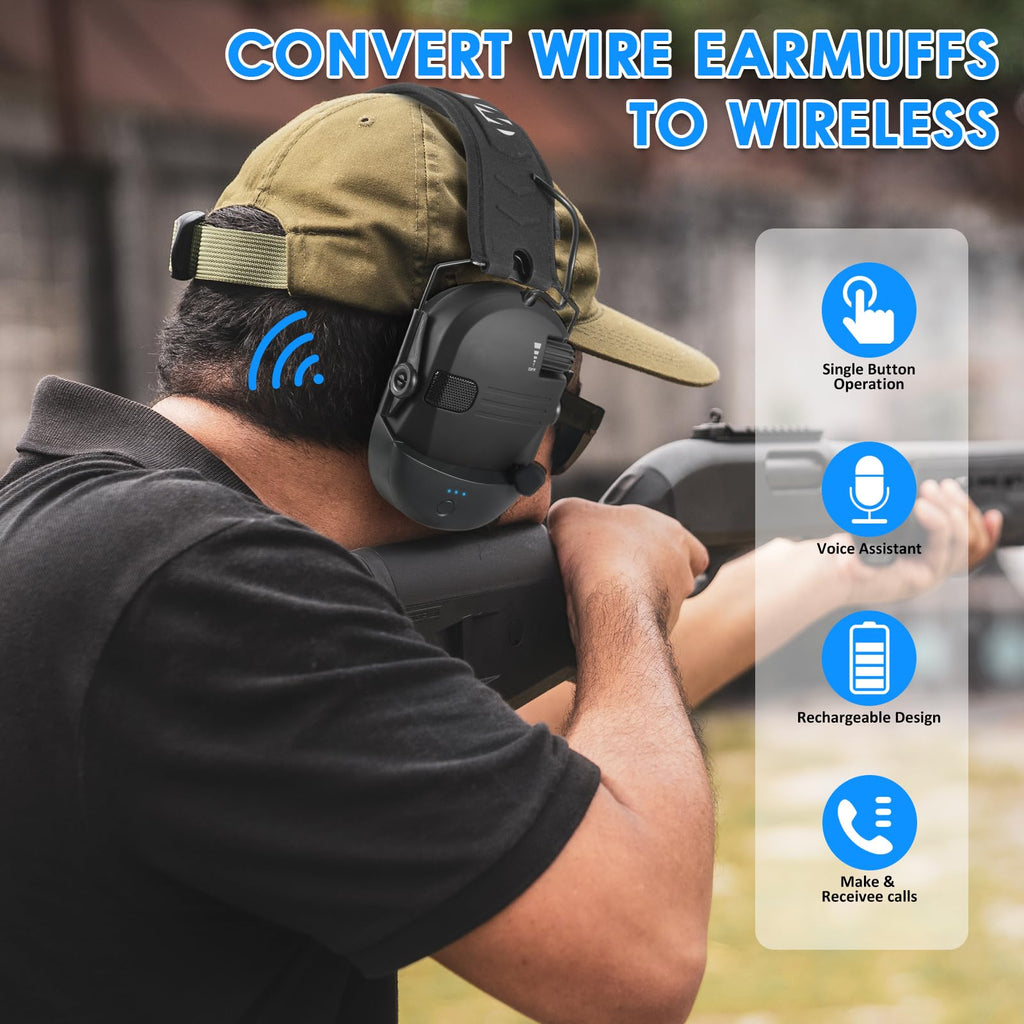 Bluetooth Adapter for Walker's Earmuffs, Wireless Bluetooth 5.1 Receiver, Rechargeable Bluetooth Accessories