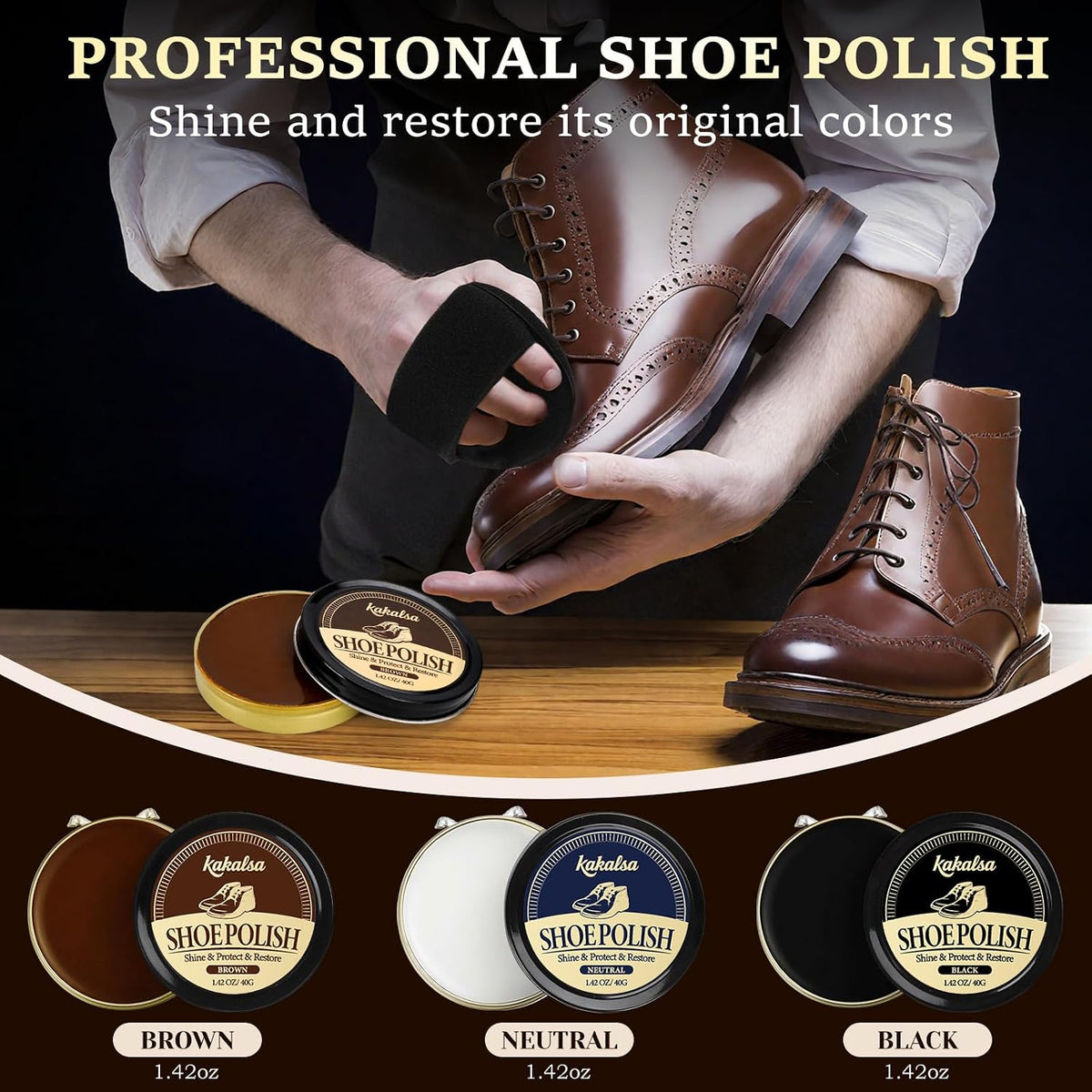 Shoe Shine Kit, Mens Gifts Ideas - 15PCS Shoe Polish Kit with Saddle Soap, Mink Oil, 3 Shoe Polishes, 3 Shoe Brushes