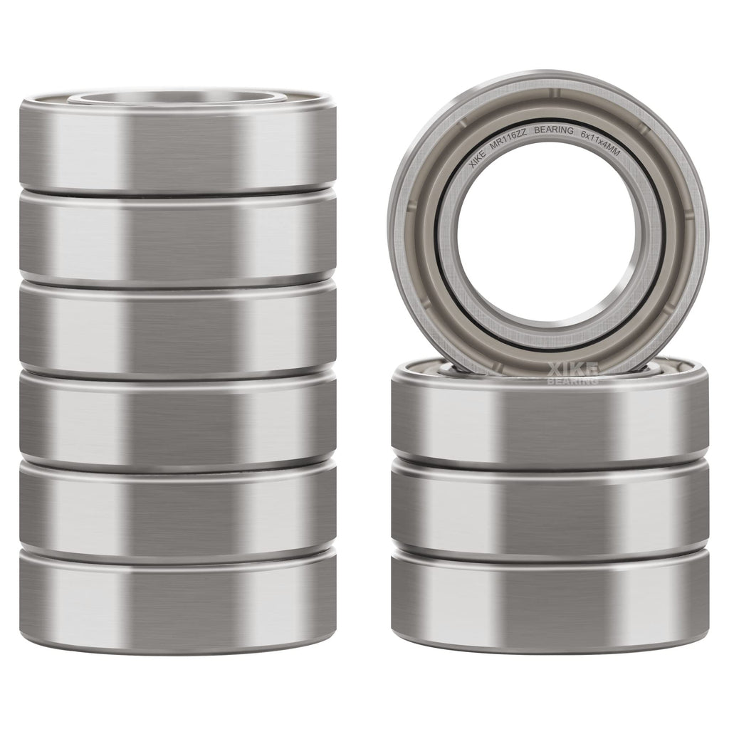 XIKE 10 Pcs MR116ZZ Bearings 6x11x4mm, Double Shield Seals Metal.