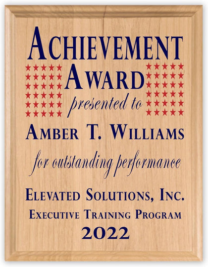 Custom Award Plaque - SOLID WOOD - for Promotion - Retirement - Military - Recognition - Achievements - Sports