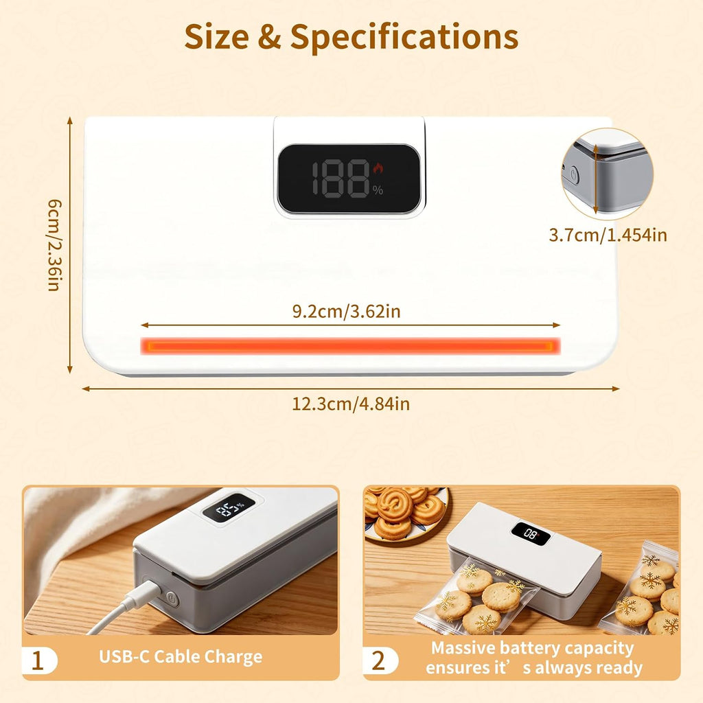 Mini Rechargeable Bag Sealer with LED Display for Food Storage