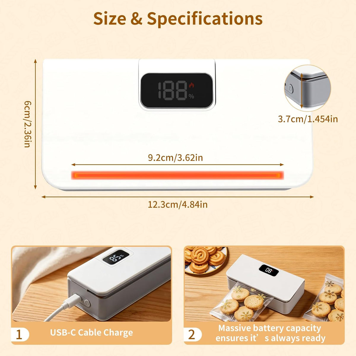 Mini Rechargeable Bag Sealer with LED Display for Food Storage