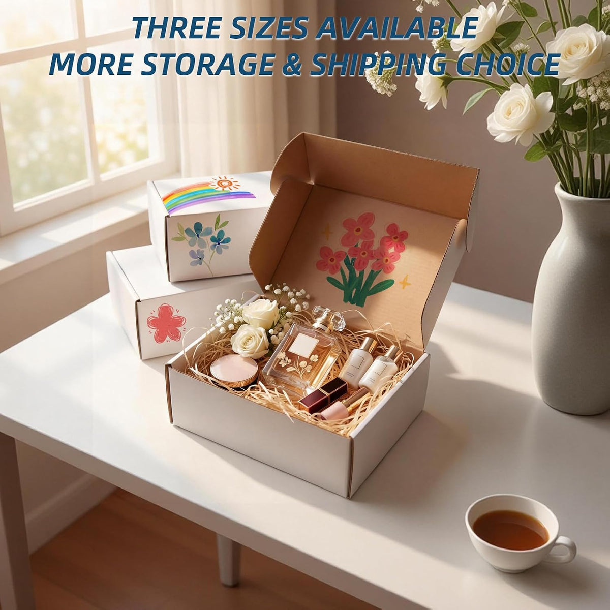 White Small Shipping Boxes, 30 Packs Cardboard Mailer Boxes for Packaging Small Business with Lids (10x7x5, 9x6x4