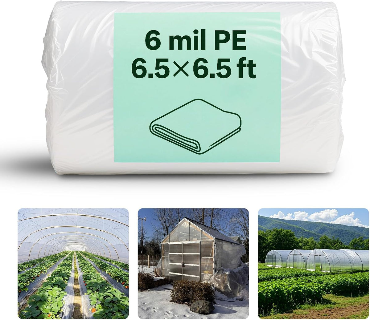 6 Mil Greenhouse Plastic Sheeting Heavy Duty Clear 6.5 x 6.5 ft